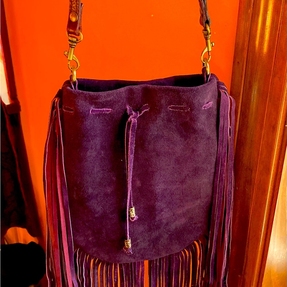 PurPLe suede/Leather fringe BaG